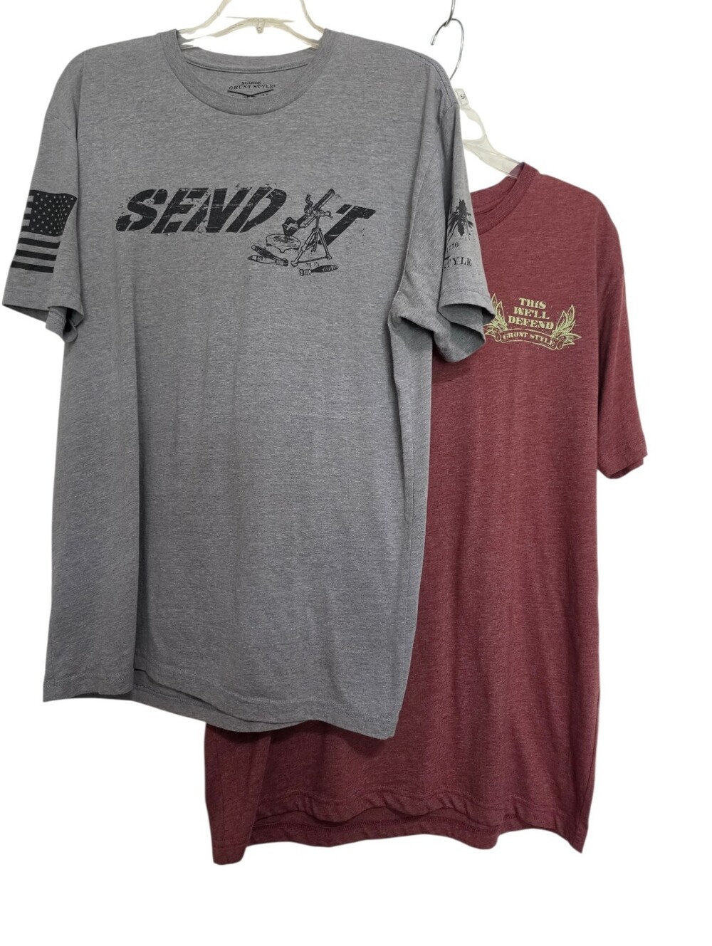 Bundle Grunt Style Gray & Red Short-Sleeve Crewneck Cotton Graphic T-Shirt SZ XL